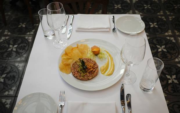 Beef tartare.