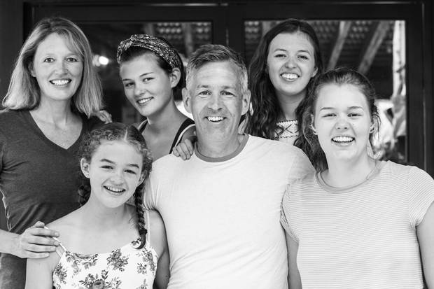 Kenneth Irving with his wife, Tasha, left, and daughters Willow, K.Leigh, Starling and Rein.