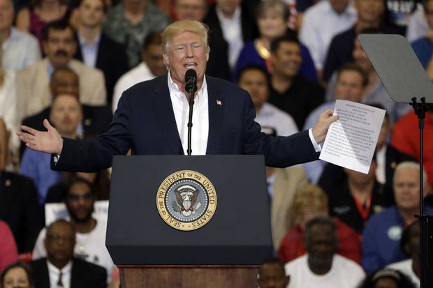 President Donald Trump speaks at a rally in Melbourne, Fla., on Feb. 18, 2017.