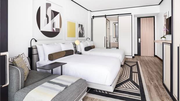 Every room in the hotel has floor-to-ceiling windows and a balcony, though the rooms themselves, in typical New York fashion, are a little cramped.