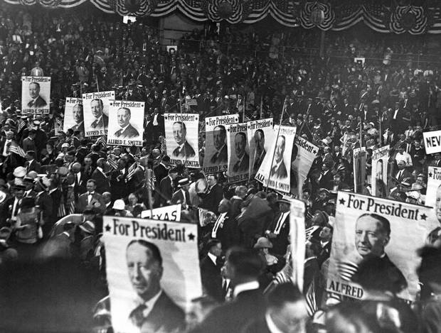 Interior view of Democratic National Convention in 1924 at Madison Square Garden in New York. The convention ran from June 24 to July 9, 1924, with a record 103 ballots to nominate a presidential candidate. John W. Davis won the party's nomination beating the front runner Al Smith.