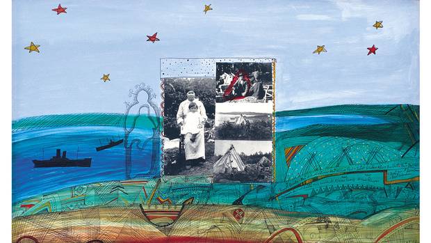 In 1999, Alan Syliboy of Millbrook First Nation painted Tuft’s Cove Survivor. It is now part of the Art Gallery of Nova Scotia’s collection.