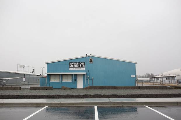 Dr. Martin Grypma’s office at the Langley Airport hangar.
