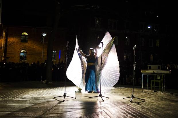 Dancers perform during the community vigil in Barbara Hall park in Toronto on Feb. 13, 2018.