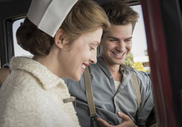 Andrew Garfield and Teresa Palmer star in Hacksaw Ridge. A screening this week at the Academy of Motion Pictures Arts and Sciences earned a rare standing ovation.