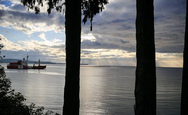 The icebreaker ship Polar Prince anchored in Powell River, B.C.