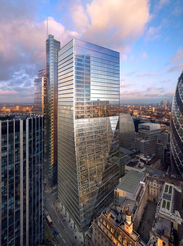 A rendering of 100 Bishopsgate, London, UK.