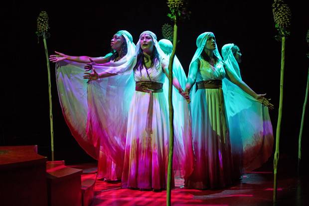 The chorus in the Stratford Festival’s Bakkhai.