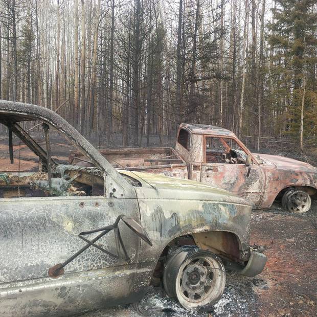 Two trucks burned out on Phoenix Heli-Flight's complex in Fort McMurray.