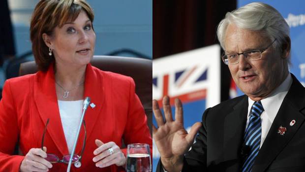 B.C. premiers Christy Clark and Gordon Campbell.