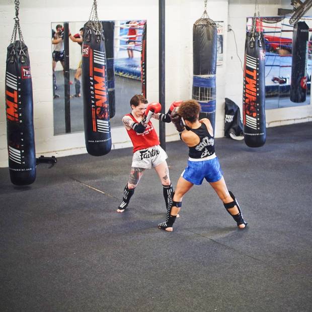 Sherrill Sutherland trains for her first Muay Thai fight