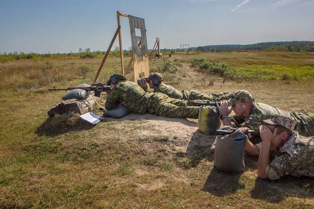 Snipers undergo training in Yavoriv, Ukraine.