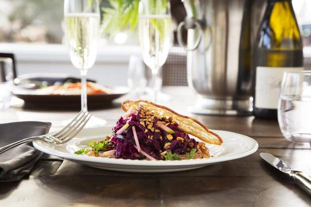 Salted red cabbage.