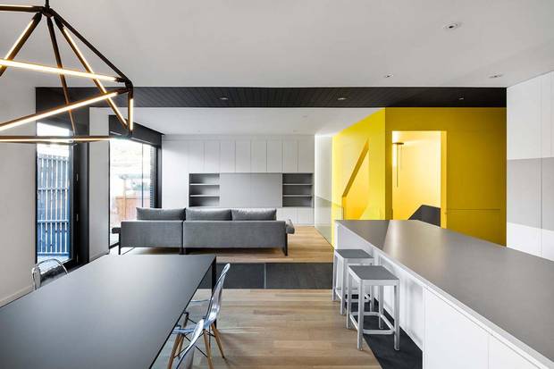 The living space of _naturehumaine's Canari House in Montreal.