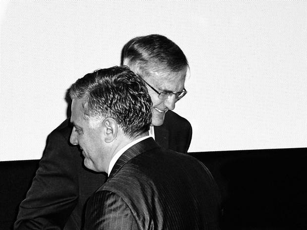 When Laurence was hired, former Telus CEO Joe Natale (above, front) wasn’t available. Then, suddenly he was. Alan Horn (above, back) sat in as interim CEO until Natale’s non-compete agreement was sorted out in April.