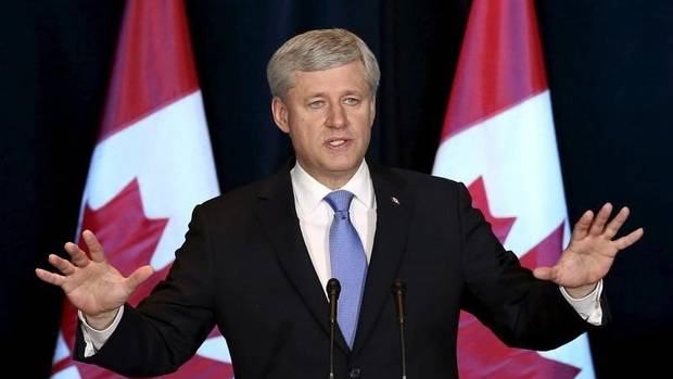 Canada's Prime Minister Stephen Harper speaks during a news conference on the Trans-Pacific Partnership (TPP) trade agreement in Ottawa, Canada October 5, 2015.