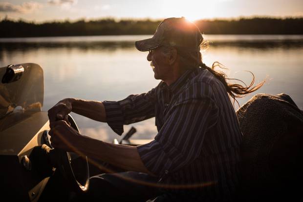 Roy Ladouceur hunts for moose along the Athabasca River, near Fort Chipewyan, Alta.