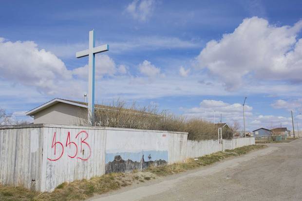 A fence is tagged with 