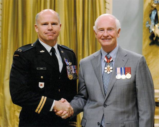 Captain Brad Elms and Governor General David Johnston.