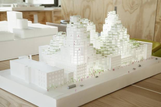 A model of the King Street development is shown in Mr. Ingels's New York office.