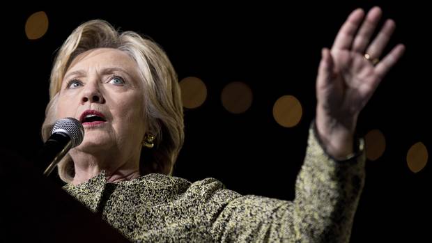 Democratic presidential candidate Hillary Clinton speaks in Las Vegas on Oct. 12, 2016.