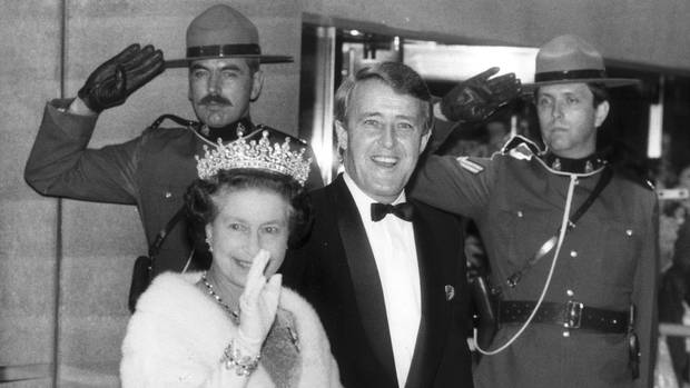 The Queen meets with prime minister Brian Mulroney on a visit to Toronto on Oct. 1, 1984.