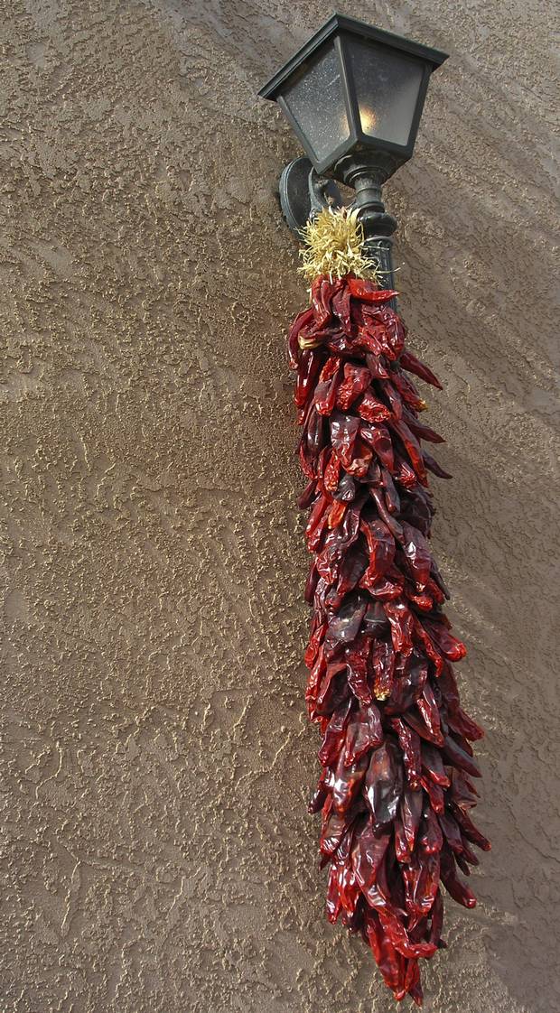Many shops around the state display a “ristra,” an artfully arranged string of dried chile peppers.