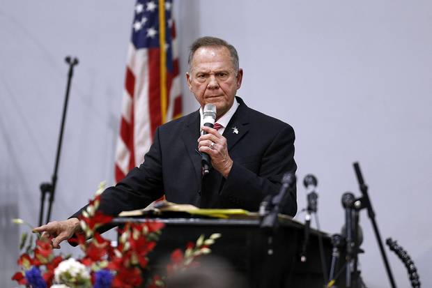 Nov. 14, 2017: Judge Roy Moore, a Republican candidate for U.S. Senate, speaks during a campaign event in Jackson, Ala.