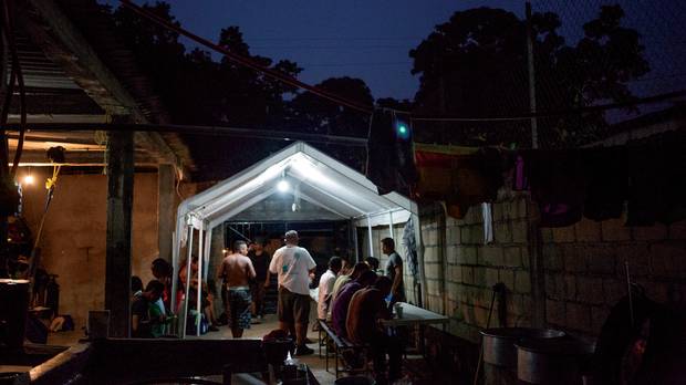 After walking for more than 20 hours, migrants stop to rest at a shelter in Chahuites, Oaxaca, established after the Frontera Sur plan was implemented by the Mexican government.
