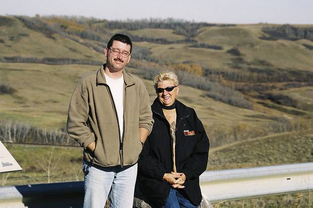 Corporal Sean McClintock with his mother, Pam, in Alberta.