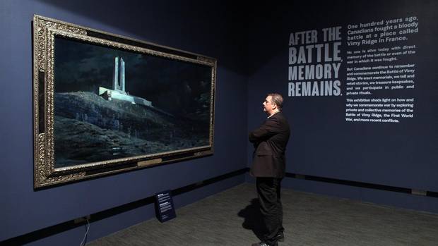 Cook views Ghost of Vimy Ridge, painted by Captain William Fredrick Longstaff.
