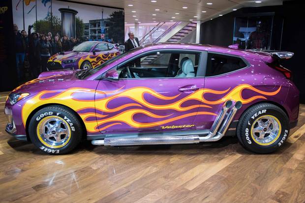 The Hyundai Veloster, which will appear in the upcoming Marvel movie The Ant-Man and The Wasp, is introduced during the 2018 North American International Auto Show in Detroit, on Jan. 15, 2018.