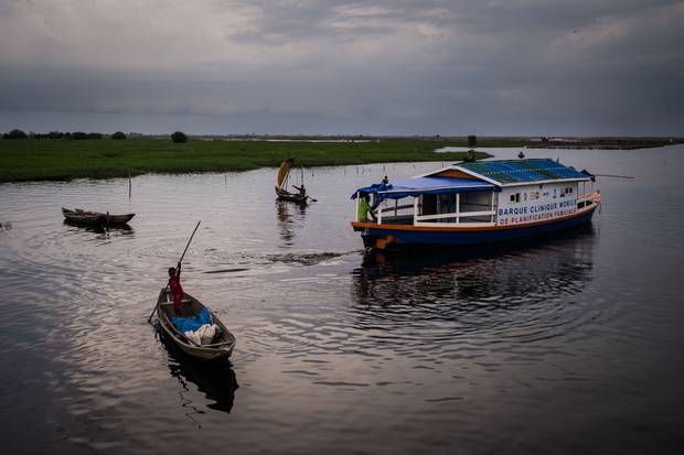 The contraception boat, nicknamed the Barque Mobile, uses a loudspeaker and a raucous sound system to attract attention.