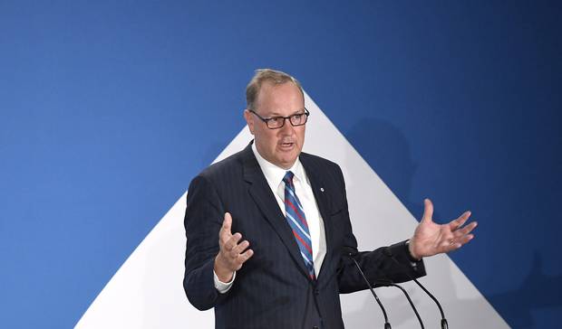 George Cope, CEO of BCE Inc., speaks at the company's annual general meeting in 2017.
