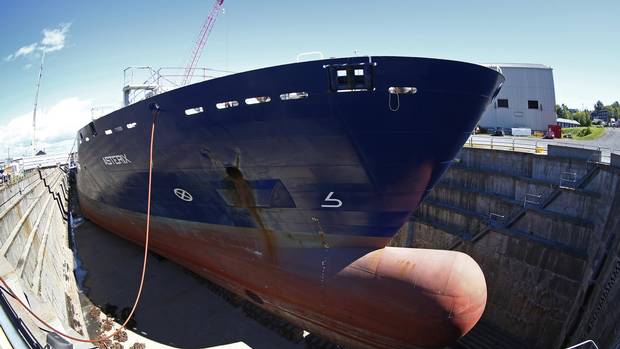 The Asteryx ship is pictured at the Davie Shipyard in Levis on Monday September 12, 2016. 
