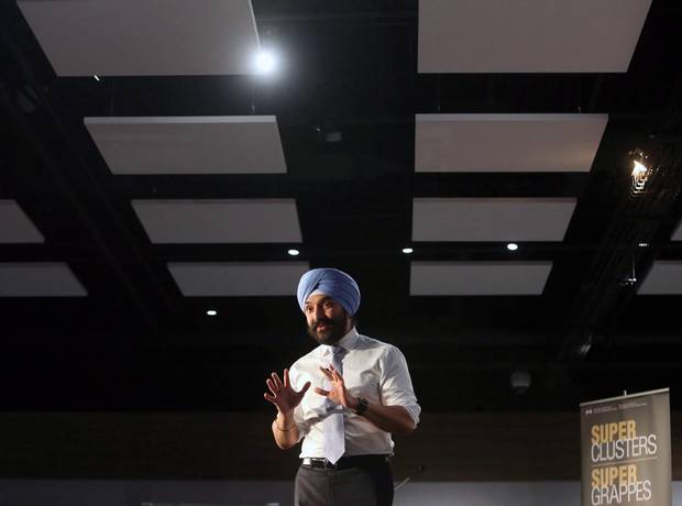 Navdeep Bains, Minister of Innovation, Science and Economic Development, announces proposals under the superclusters initiative in Ottawa on Feb. 15.
