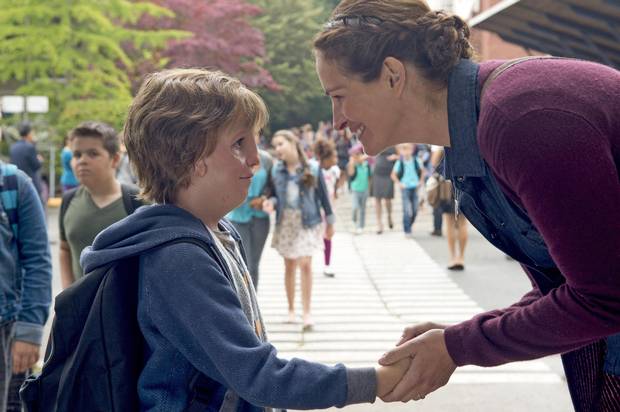 Jacob Tremblay and Julia Roberts in Wonder.
