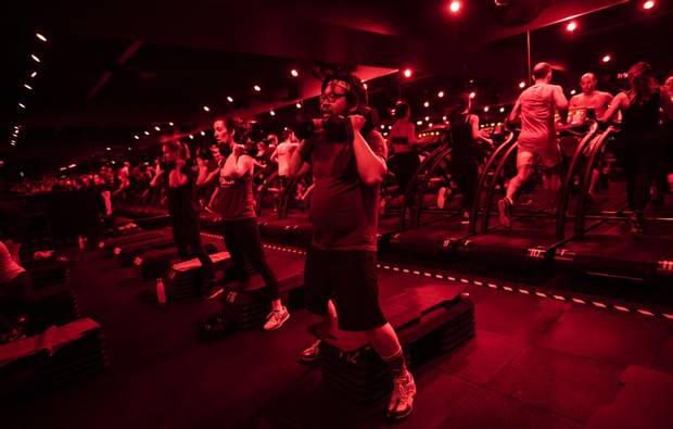 Cliff Lee works out in a Barry's Bootcamp class in Toronto.