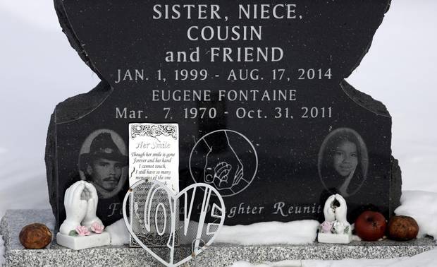 Grave site of Tina Fontaine on the Sagkeeng First Nation in Manitoba, February 19, 2018.