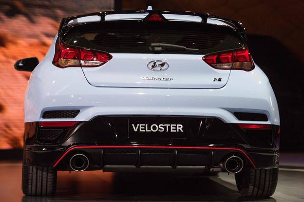 The Hyundai Veloster N is introduced during the 2018 North American International Auto Show in Detroit, on Jan. 15, 2018.