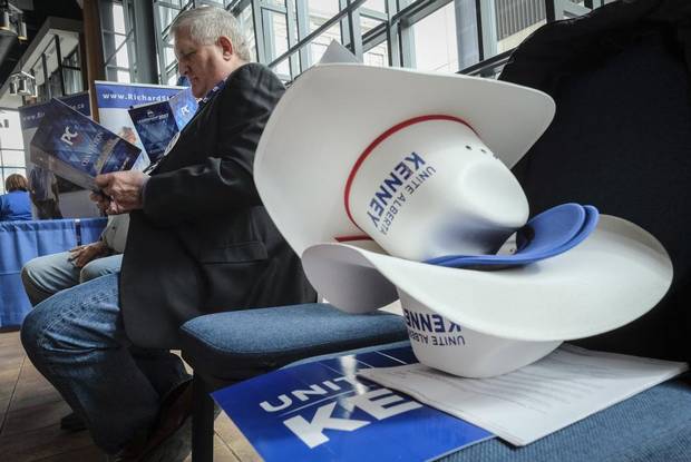Attendees wait for the doors to open at the Alberta Progressive Conservative Party leadership convention in Calgary on Friday, March 17, 2017.