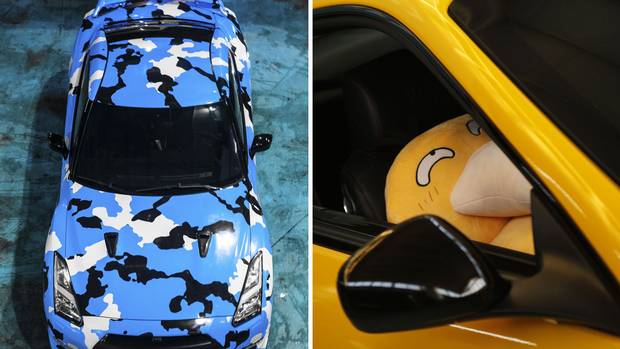 A selection of some of the colourful cars that get dressed up at Beijing's Top Clean, a destination of choice for young Chinese car enthusiasts who want to recolour their vehicles.