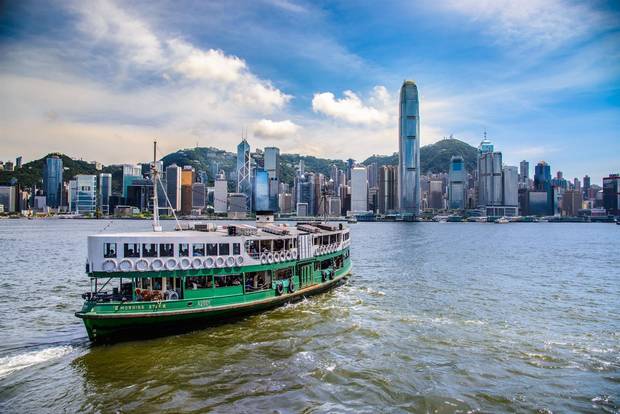 The Star Ferry crosses Victoria Harbour in Hong Kong.