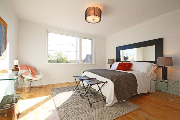 All three bedrooms are large enough for a queen-sized bed, and the master suite has a walk-in closet.