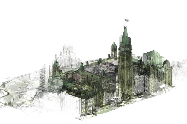 Exterior Point Cloud Data of The Centre Block Captured by Terrestrial Laser Scanners