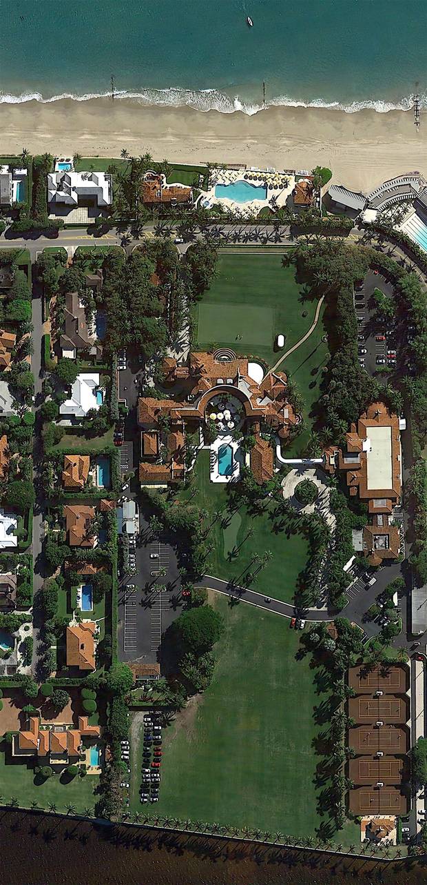An aerial view of the sprawling Mar-a-Lago estate, which Donald Trump bought it for $7-million in 1985.