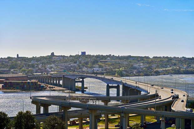 The Harbour Bridge in Saint John spans across a segment of the historic New Brunswick river.