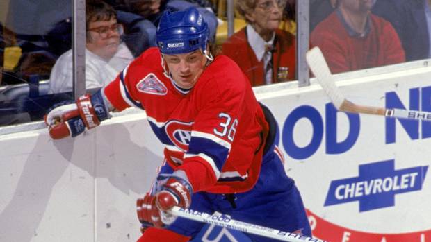 Todd Ewen skates after the puck during a game against the Buffalo Sabres in October 1992 in Buffalo, New York.