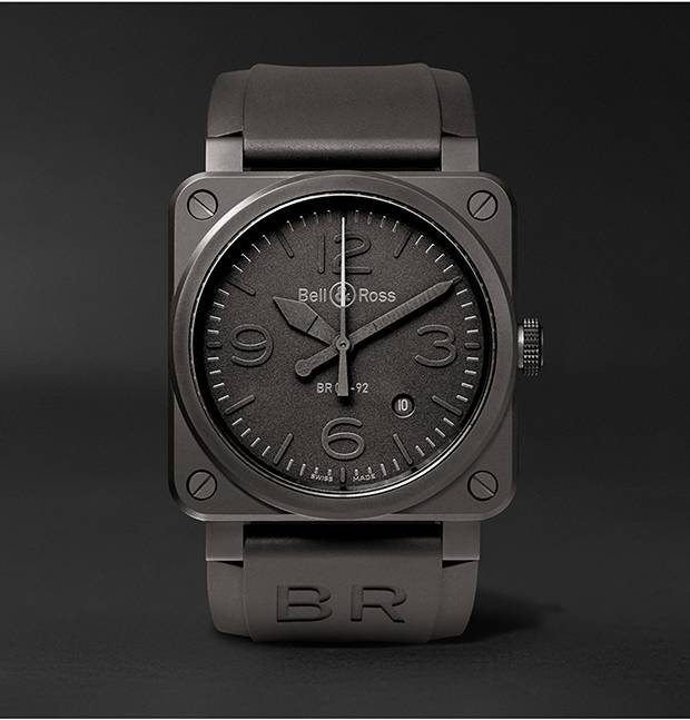Bell & Ross BR 03-92 Phantom 42mm Ceramic and Rubber watch, $5,184 through www.mrporter.com