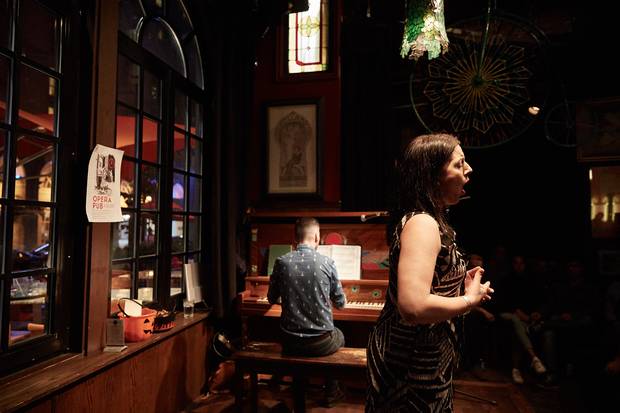 Soprano Beth Hagerman sings for an audience in the pub where most of the listeners have never heard the secret pleasure of opera.